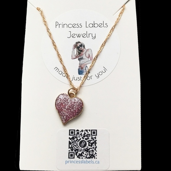 HAND Crafted Necklace Gold Plate Chain Deep Rose Ruby Sparkle Heart - Picture 6 of 8